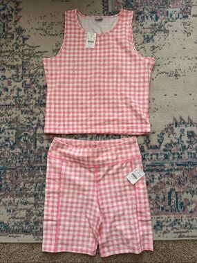 J. Crew Pink & White Gingham Tank and Shorts Set